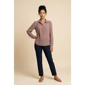 Juicy Couture Tinley Dusty Rose Olivia Long Sleeve Blouse Small 100% Silk